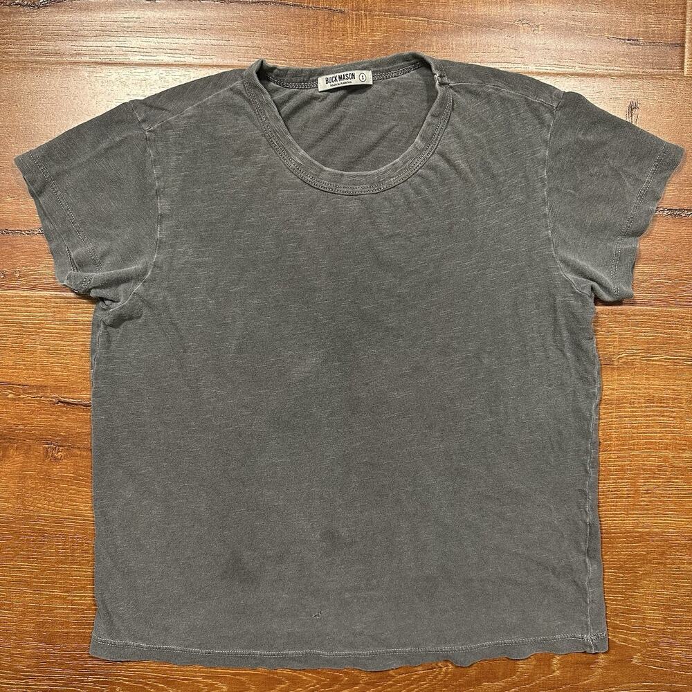 Buck Mason T Shirt Womens S Gray Acid Wash Short Sleeve Cotton USA Retro Alt